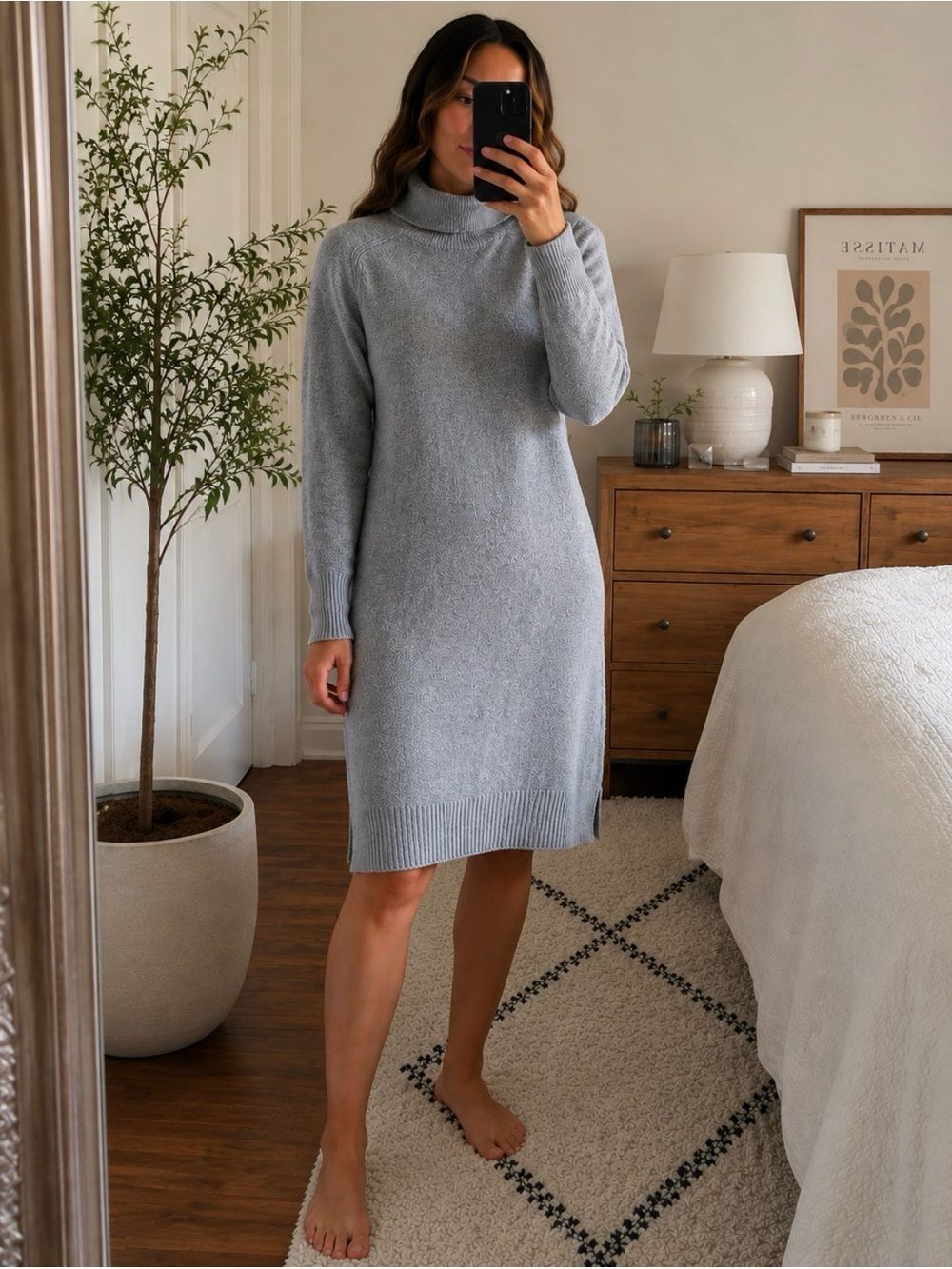 J Crew Soft Alpaca and Wool Blend Turtleneck Midi Dress